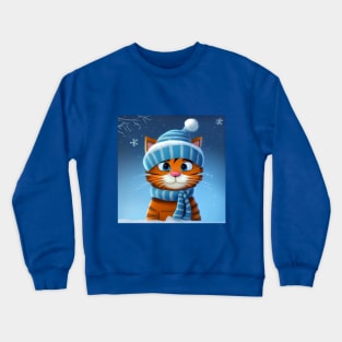 Winter Cat Girl With a Hat and Scarf in Winter Scenery Crewneck Sweatshirt